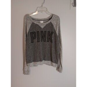 Pink By Victoria's Secret Graphic Print Pullover Top Long Sleeve Sz Small